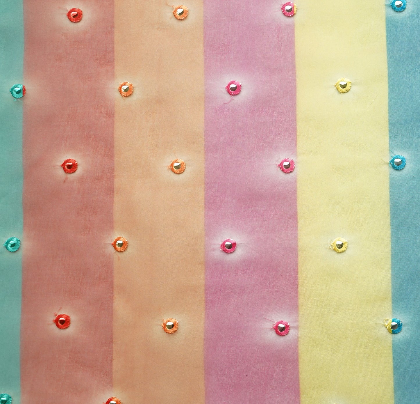 Multicolor Digital Mirror work Orangza Fabric