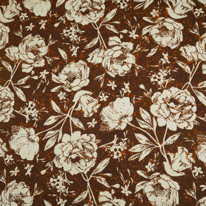 Brown & White Floral Print Cotton Fabric OG-30312 - TradeUNO