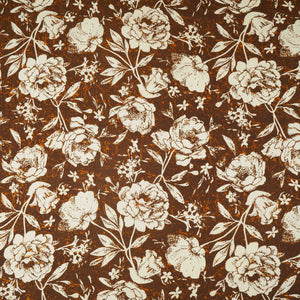 Brown & White Floral Print Cotton Fabric OG-30312 - TradeUNO