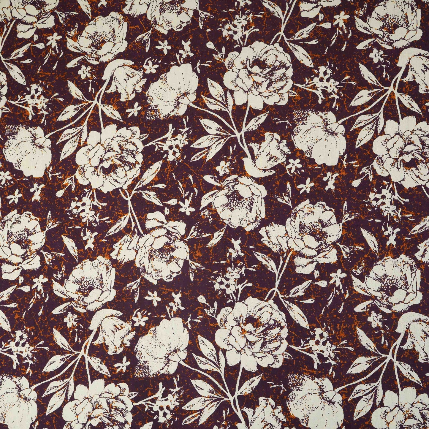 Purple & White Floral Print Cotton Fabric OG-30315