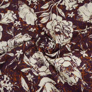 Purple & White Floral Print Cotton Fabric OG-30315 - TradeUNO