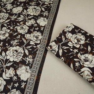 Black & White Floral Print Cotton Fabric OG-30316 - TradeUNO