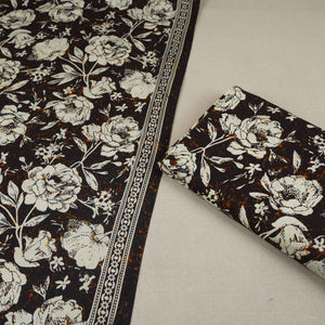 Black & White Floral Print Cotton Fabric OG-30316 - TradeUNO