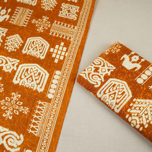 Brown & White Batik Print Cotton Fabric OG-30325 - TradeUNO