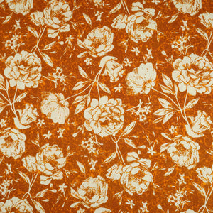 Rust Orange & White Floral Print Cotton Fabric OG-30313 - TradeUNO