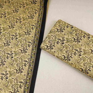 Cream & Black Floral Print Cotton Fabric OG-30311 - TradeUNO