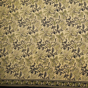 Cream & Black Floral Print Cotton Fabric OG-30311 - TradeUNO