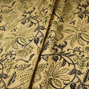 Cream & Black Floral Print Cotton Fabric OG-30311 - TradeUNO
