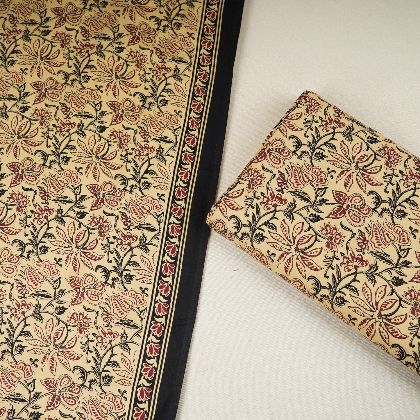 Cream & Red Floral Print Cotton Fabric OG-30309