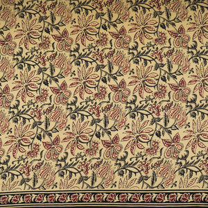 Cream & Red Floral Print Cotton Fabric OG-30309 - TradeUNO