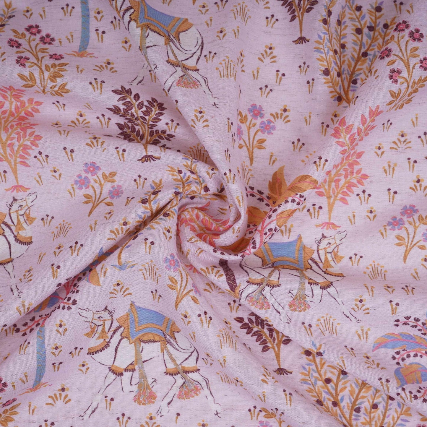 Pink floral print Cotton Linen Fabric DE-32146