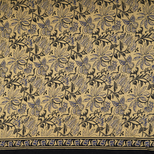 Cream & Blue Floral Print Cotton Fabric OG-30307 - TradeUNO
