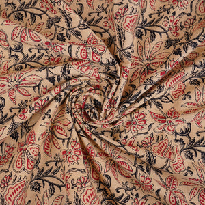Cream & Red Floral Print Cotton Fabric OG-30308 - TradeUNO