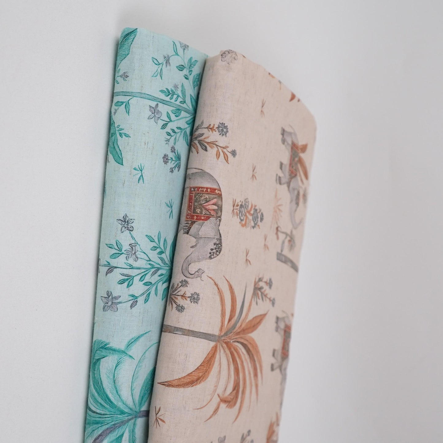 Peach floral print Cotton Linen Fabric DE-32142