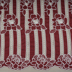Maroon Schiffli Embroidery Chanderi Fabric CF-30429 - TradeUNO
