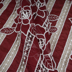 Maroon Schiffli Embroidery Chanderi Fabric CF-30429 - TradeUNO