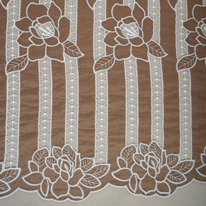 Light Brown Schiffli Embroidery Chanderi Fabric CF-30431 - TradeUNO