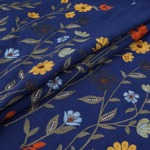 Blue floral embroidery Cotton Linen Fabric GPF-32253 - TradeUNO