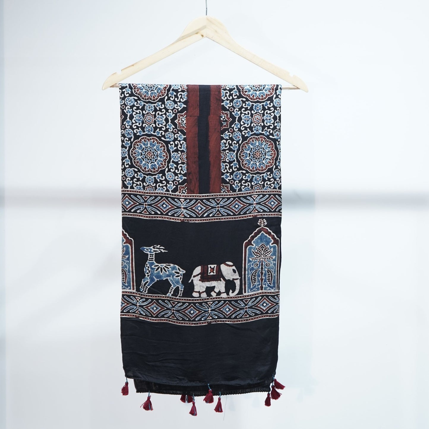 Black Ajrakh print Modal Silk Kaftan EEG-31619