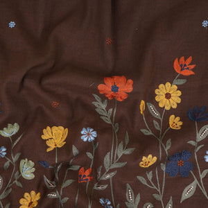 Brown floral embroidery Cotton Linen Fabric GPF-32251 - TradeUNO