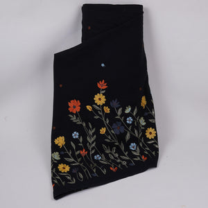 Black floral embroidery Cotton Linen Fabric GPF-32252 - TradeUNO