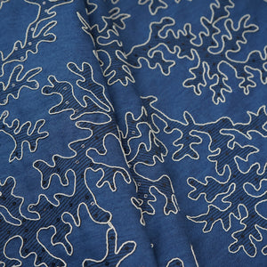 Blue Abstract Embroidery Denim Fabric TF-30046 - TradeUNO
