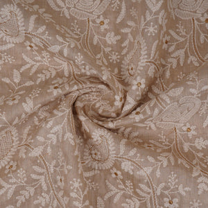 Beige thread embroidery Pure Munga Silk Fabric GPF-32247 - TradeUNO