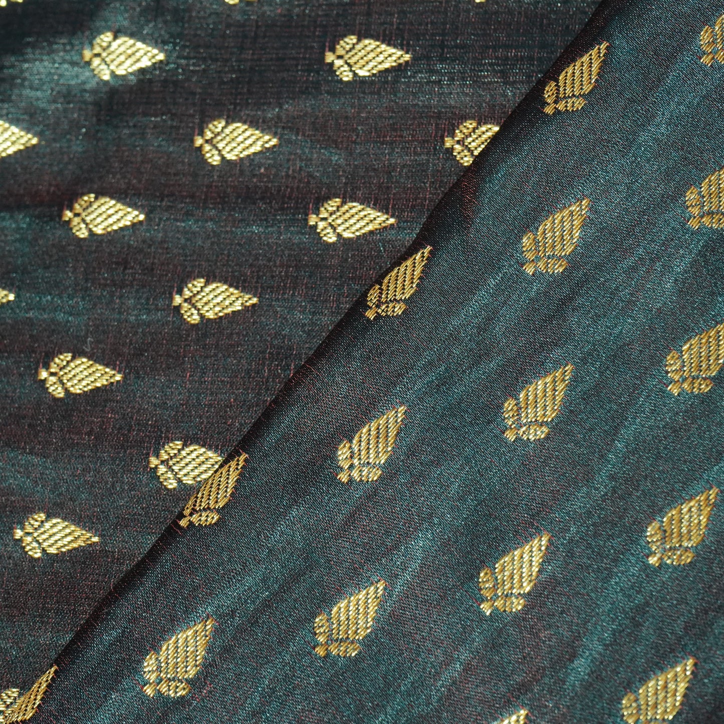 Navy Blue Banarasi Brocade Fabric