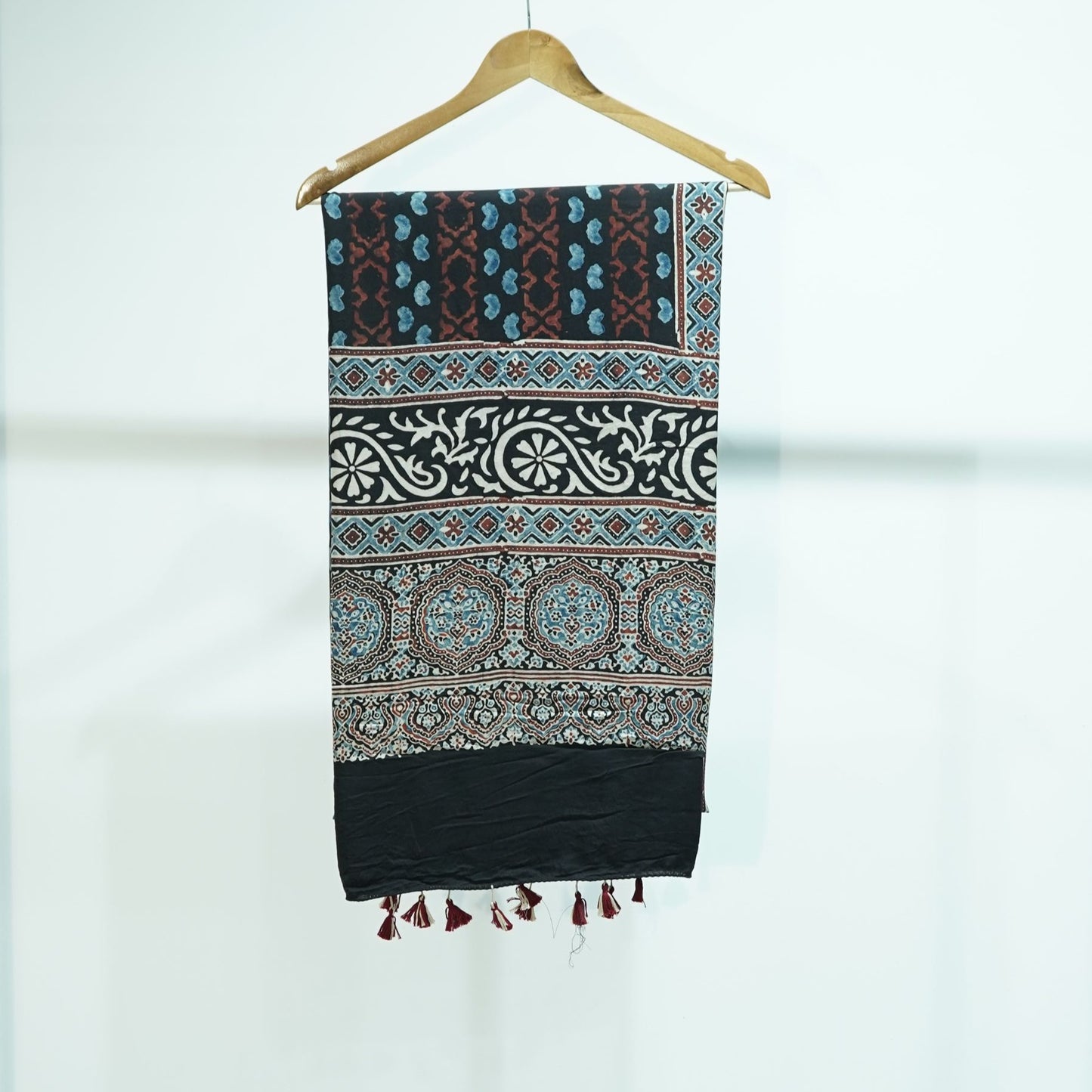 Black Ajrakh print Modal Silk Kaftan EEG-31605