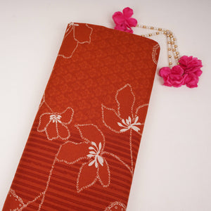 Rust Orange Floral Stripes Print Cotton Fabric DE-32293 - TradeUNO