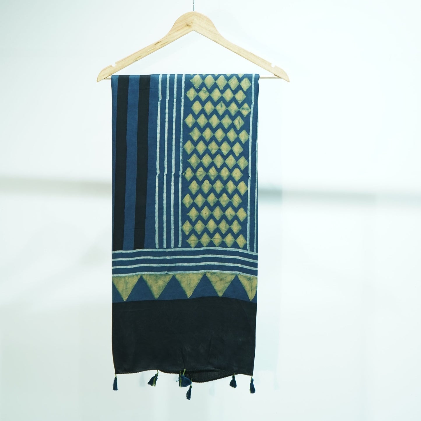 Teal Blue with Black Ajrakh print Modal Silk Kaftan EEG-31615