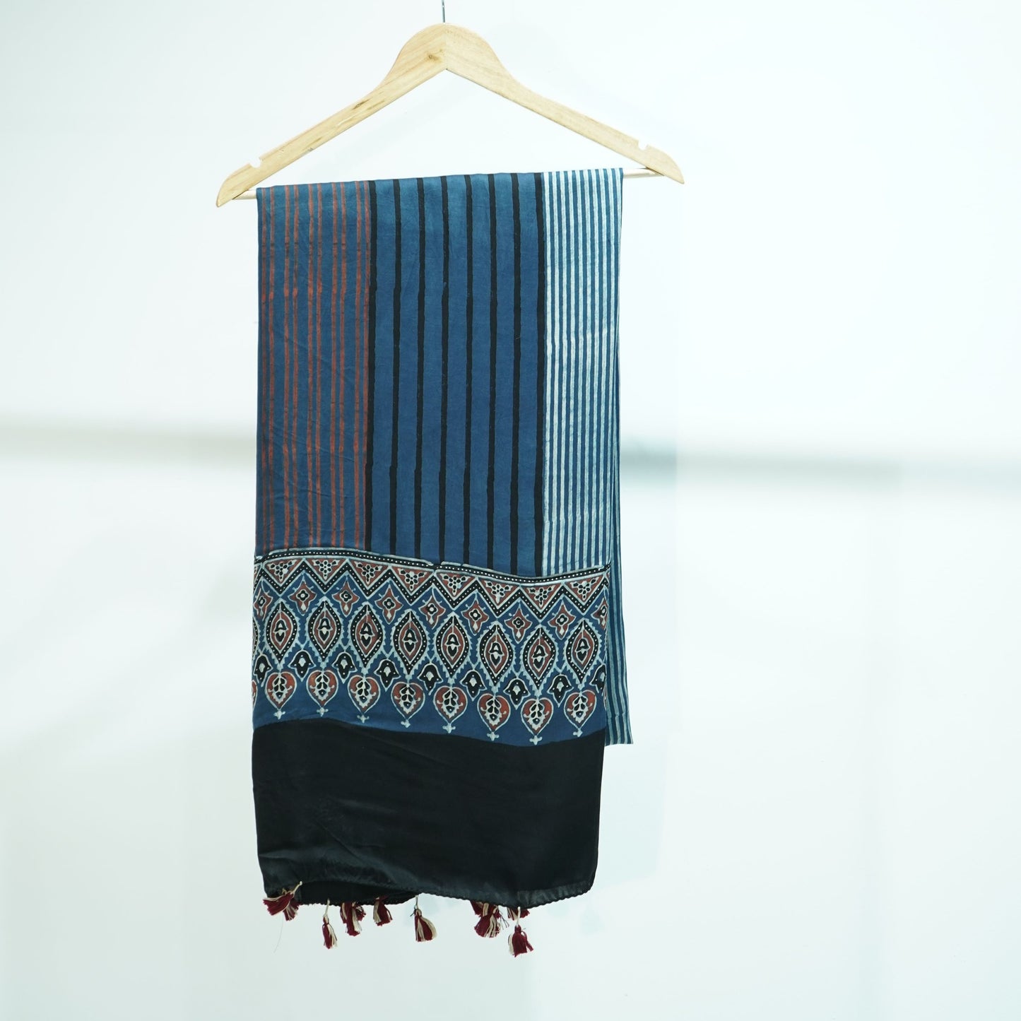 Teal Blue Ajrakh print Modal Silk Kaftan EEG-31642
