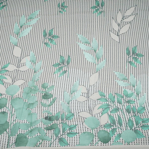 Sage Green & Black Floral Print Georgette Fabric VP-32366 - TradeUNO