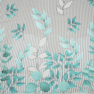 Turquoise & Black Floral Print Georgette Fabric VP-32367 - TradeUNO