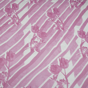 Magenta Pink With Cream Floral Print Georgette Fabric VP-32358 - TradeUNO