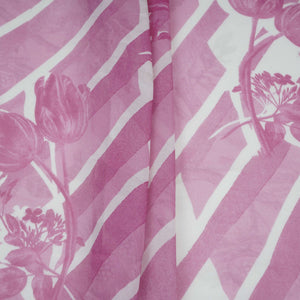 Magenta Pink With Cream Floral Print Georgette Fabric VP-32358 - TradeUNO