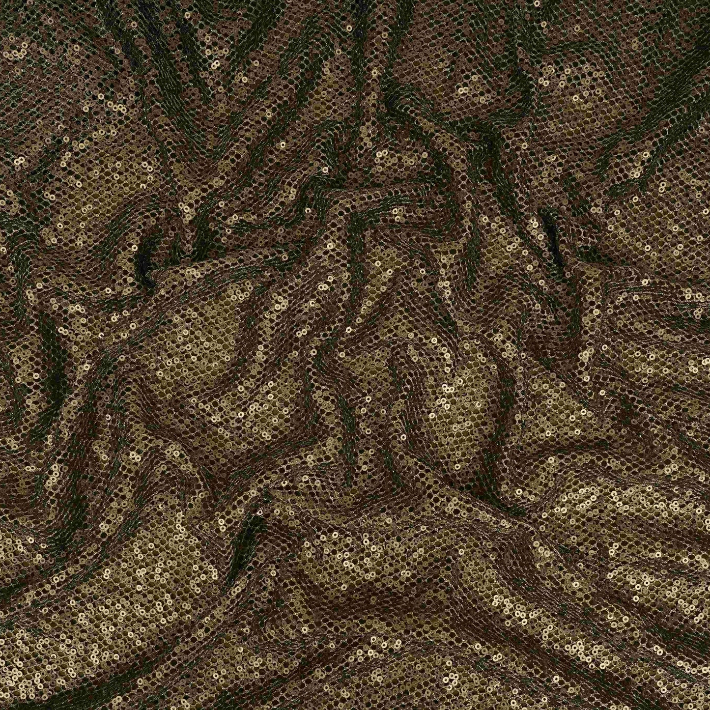 Olive Green Sequins Embroidery Net Fabric LI-32178