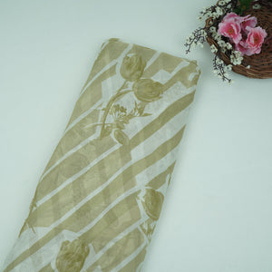 Parrot Green With Cream Floral Print Georgette Fabric VP-32357 - TradeUNO