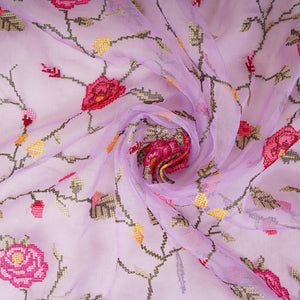 Lavender French Knot Embroidery Organza Fabric GTS-30497 - TradeUNO