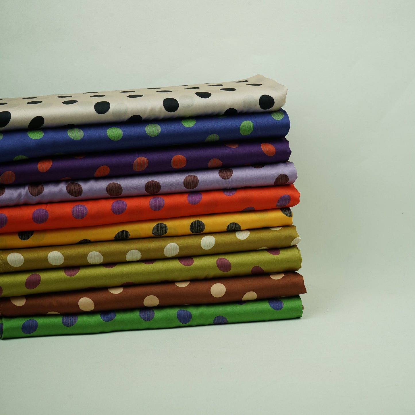 Green With Maroon Polka Dot Modal Satin Fabric VP-32349