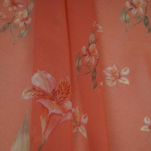 Peach Floral Print Georgette Fabric VP-32362 - TradeUNO