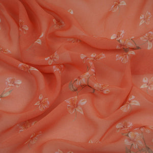 Peach Floral Print Georgette Fabric VP-32362 - TradeUNO