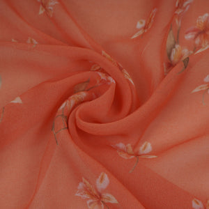 Peach Floral Print Georgette Fabric VP-32362 - TradeUNO