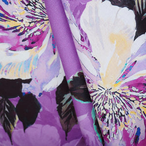 Violet Floral Print Cotton Mulmul Fabric PG-30383 - TradeUNO