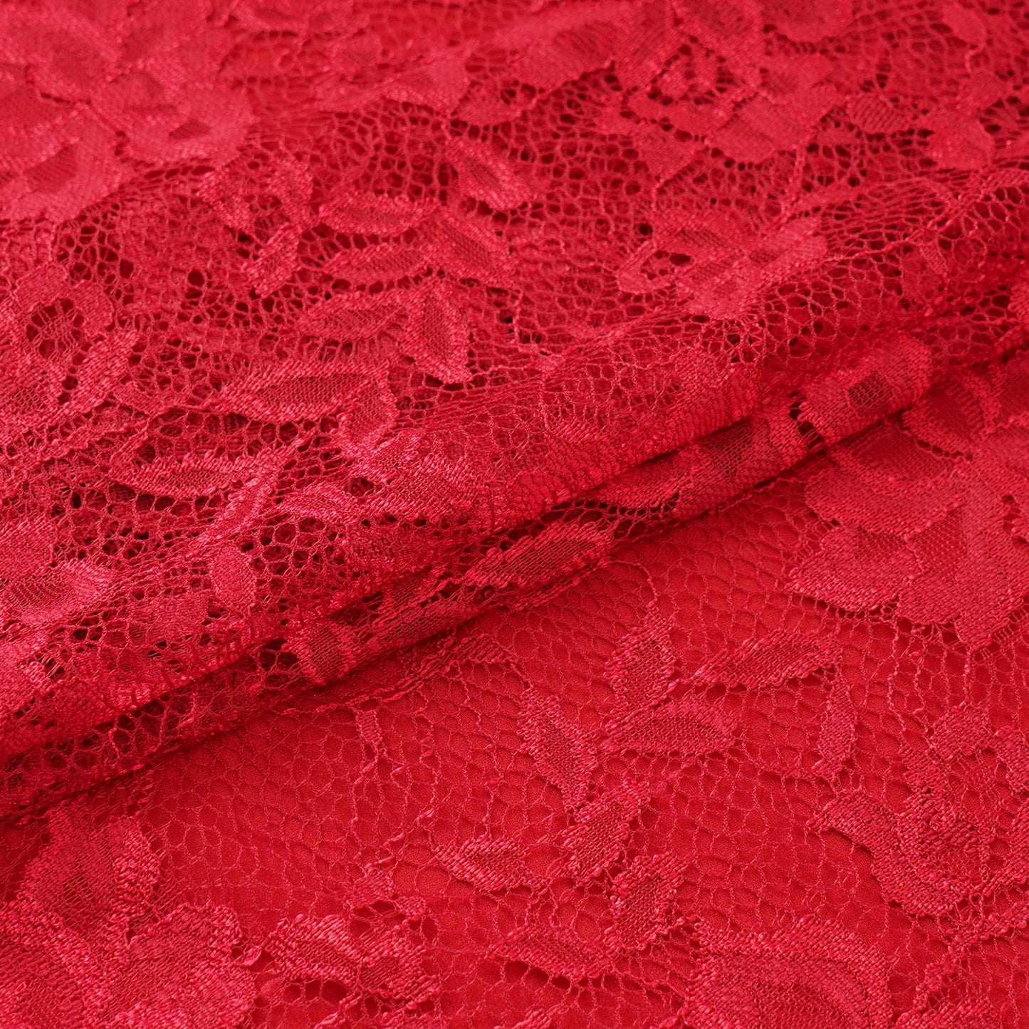 Red Floral Embroidery Lace Fabric LI-32184