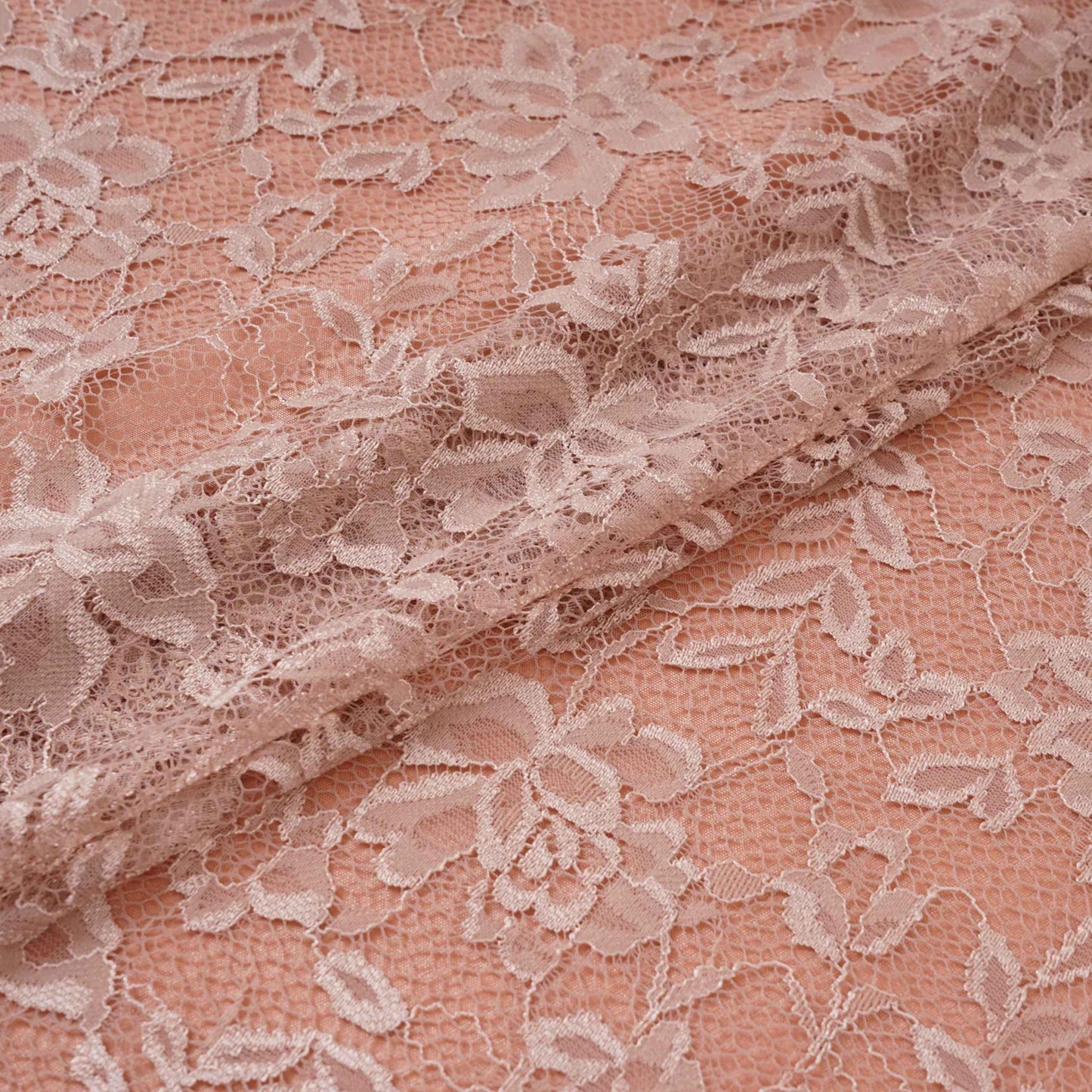 Peach Floral Embroidery Lace Fabric LI-32183