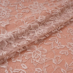 Peach Floral Embroidery Lace Fabric LI-32183 - TradeUNO