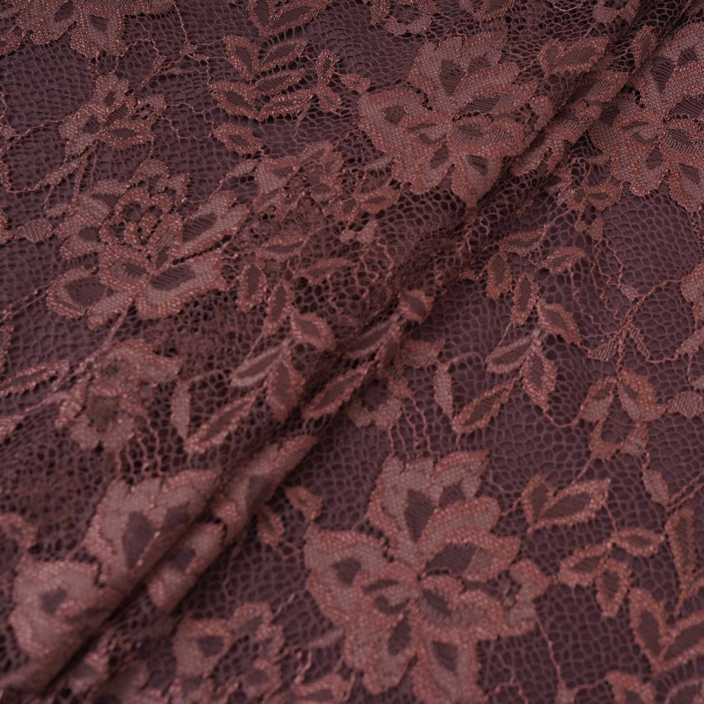 Dark Brown Floral Embroidery Lace Fabric LI-32182