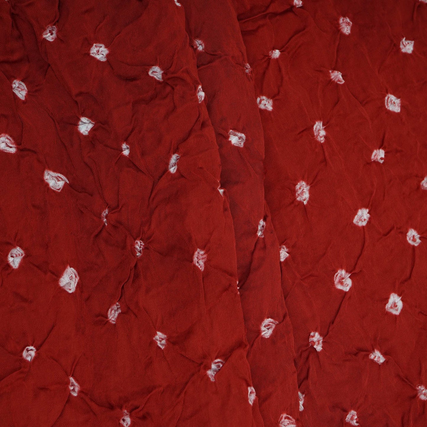 Dark Red Bandhani Print Modal Satin Fabric EEG-32220