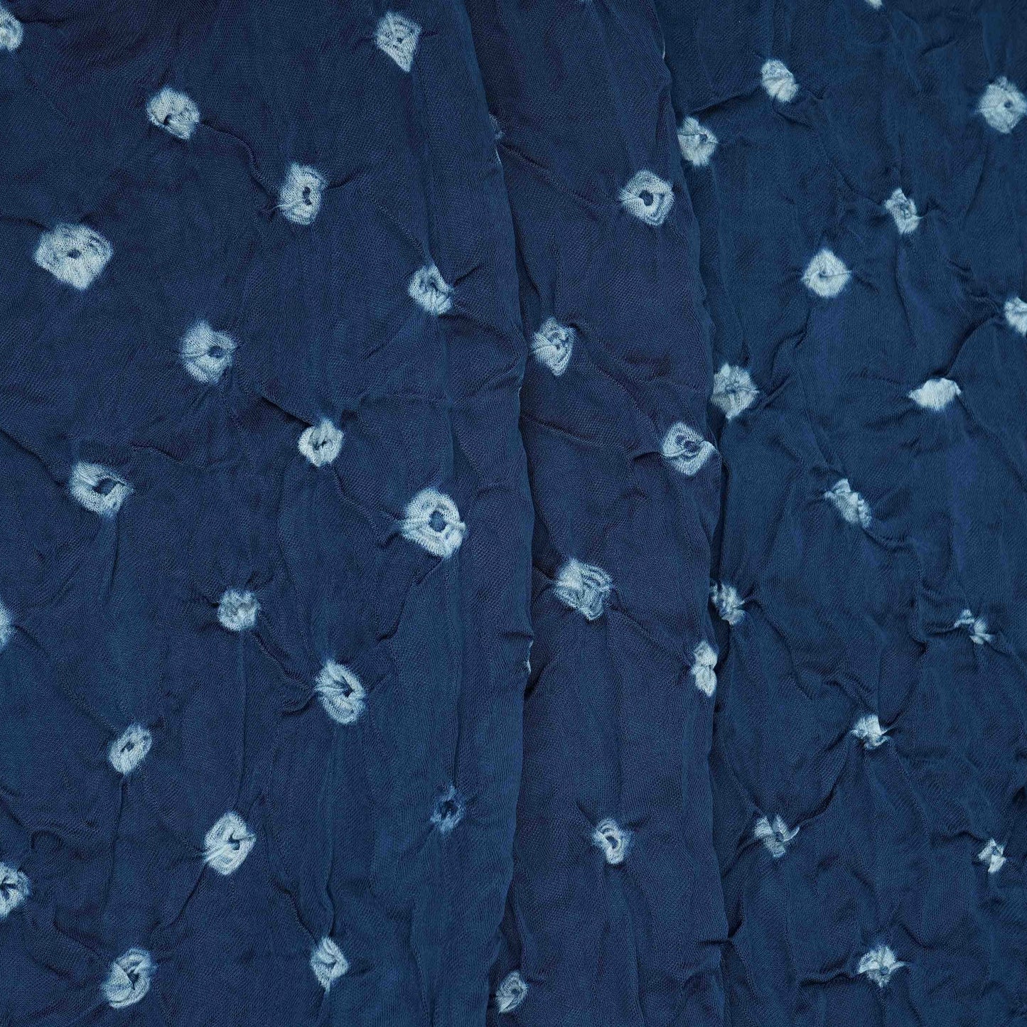 Indigo Blue Bandhani Print Modal Satin Fabric EEG-32223